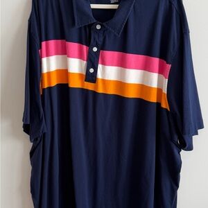 Harbor Bay Navy Polo with Pink, White & Orange Stripe Big and Tall 7XLT